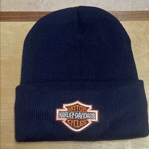Harley-Davidson Navy Blue Beanie with Orange Logo